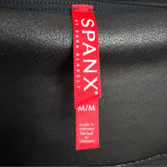 SPANX Black Faux Leather Look Leggings High Waist Medium - Picture 3 of 6